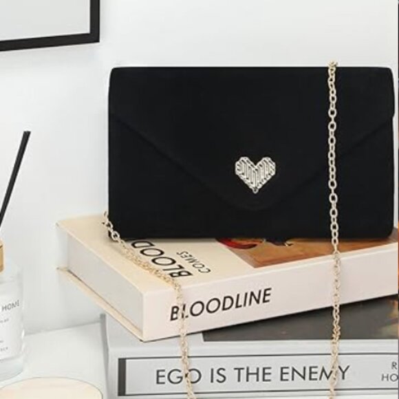 New Faux Suede Evening Bag Clutch Purse for Women Handbags Crossbody Bag Wedding - Picture 4 of 4